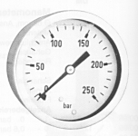 Manometer Glyzerin gefüllt mit 1/4" AG Anschluss,HINTEN, 0-16 bar